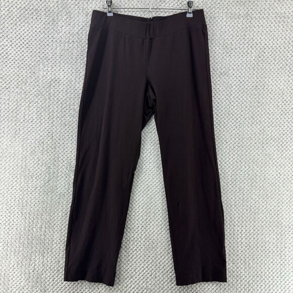 Eileen Fisher Pants Womens M Brown Stretch Pull On Lightweight Casual Mid Rise - Picture 1 of 12